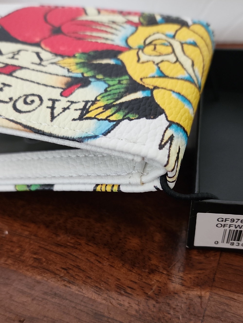 Ed Hardy White Wallet with Multicolor Tattoo Skull and Snake - Picture 8 of 10